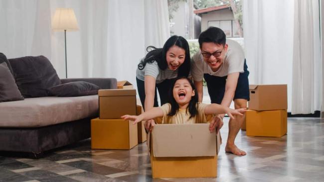 Family playing with kid